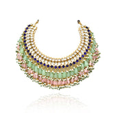 Paavi Kundan Blush Mint Drops Necklace - The Pashm